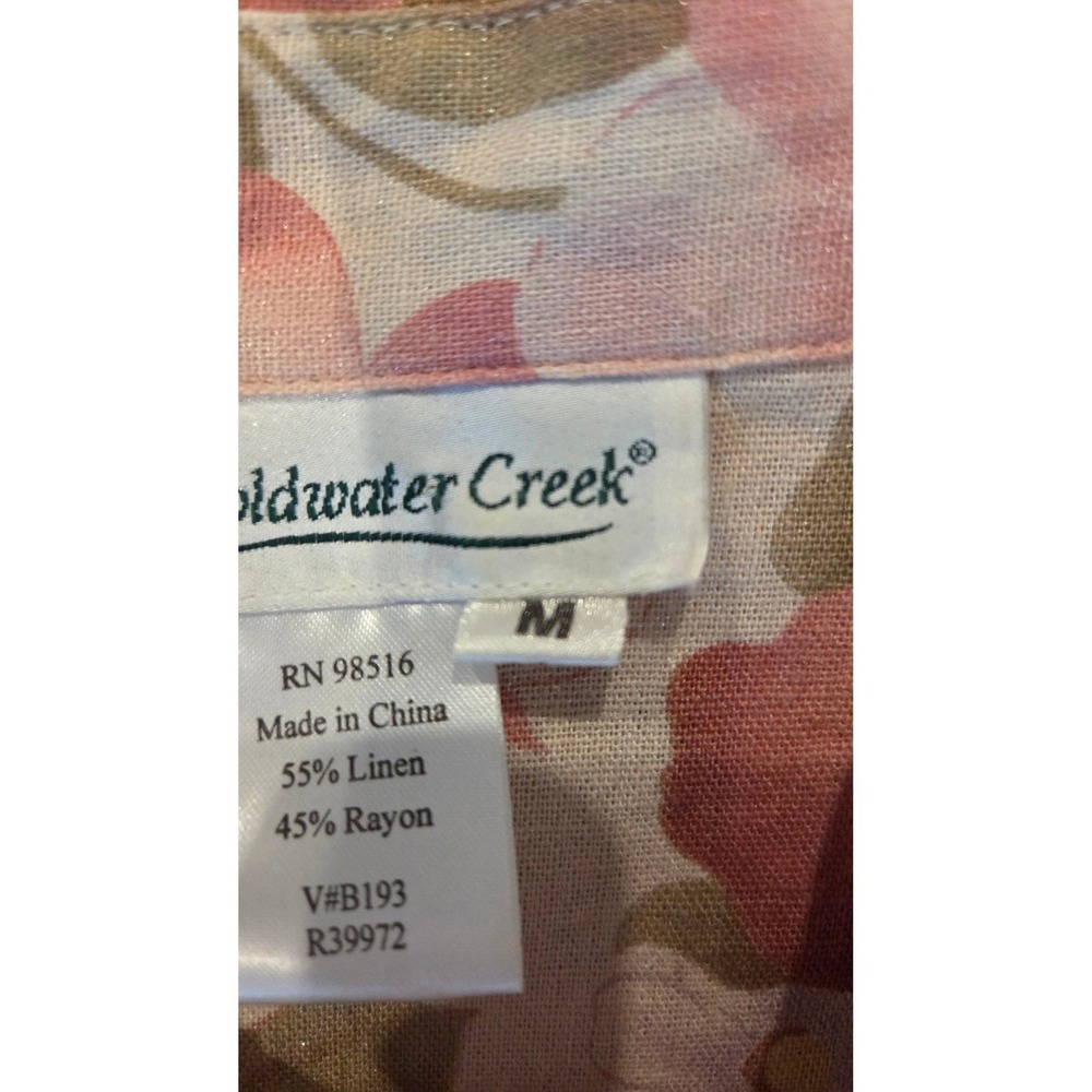 Coldwater Creek Womens Cottage core Linen Button Front Shirt Jacket Medium Pink - Picture 2 of 11